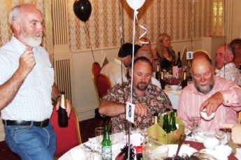 *Three old stagers L-R: Allan Cumming is interested in a chat, while Paul Comino and Peter Fenaughty are more interested in something to eat.